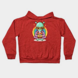 Zen Zeta - The Serene Space Sipper Kids Hoodie